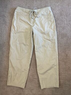 🌼🌸 Talbots Petites Beige Cropped Chino Pants Drawstring Stretch 10P EUC Classic